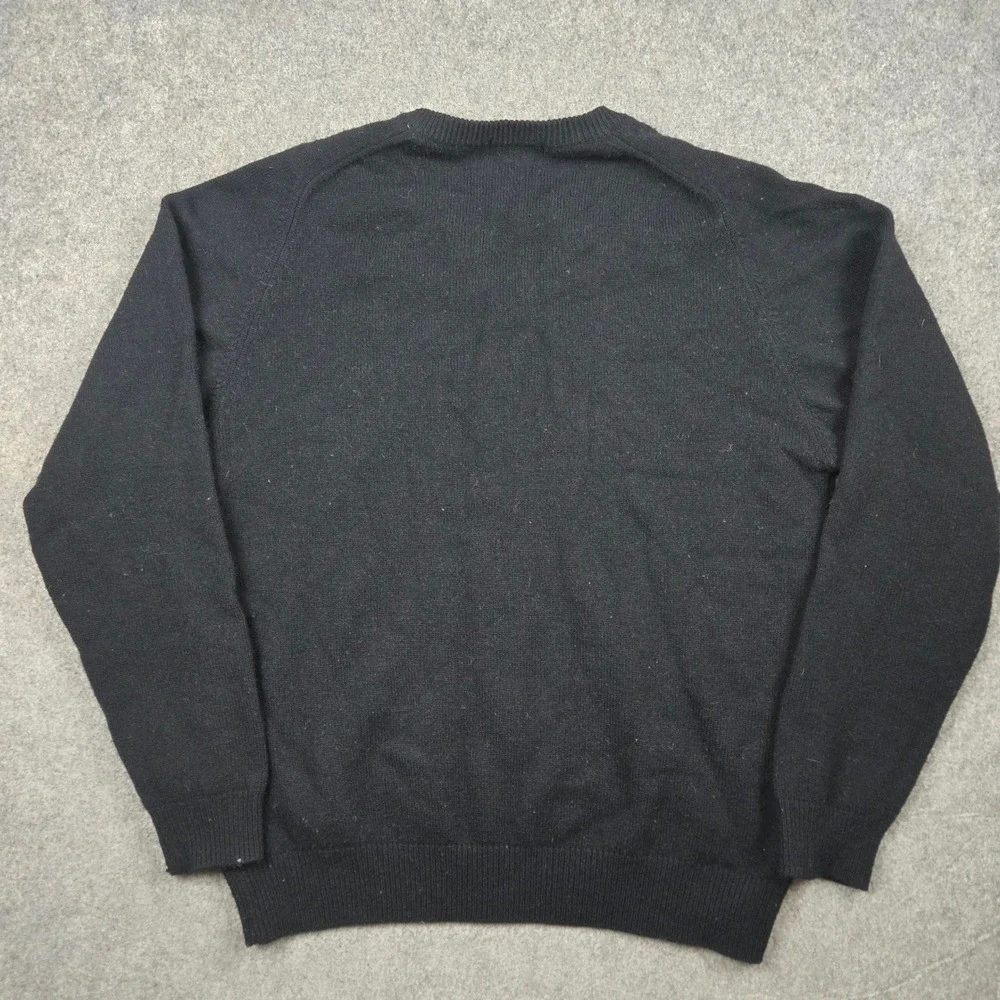 Vtg Club Room Sweater Mens M Black V-Neck 100% Lambswool Knit Preppy Classic - Picture 4 of 8